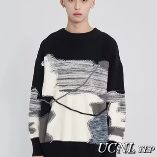 Áo sweater Dệt Kim Cổ Tròn Dáng Rộng Phong Cách Nhật Bản Cho Nam