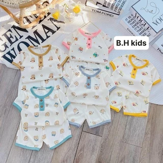 Bộ quần áo tăm lạnh cọc tay họa tiết in kín cho bé trai, bé gái size 6-16kg