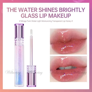 Wilburtay🌈Water Gloss Lip Gloss Dưỡng ẩm lâu dài Lip Glaze Non Stick Cup Transparent Lip Glaze