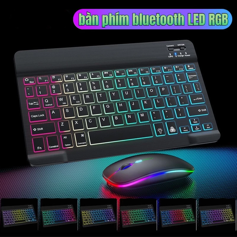 bàn phím rgb led LAMJAD Bàn Phím Không Dây Siêu Mỏng Có Đèn Nền Cho Android
