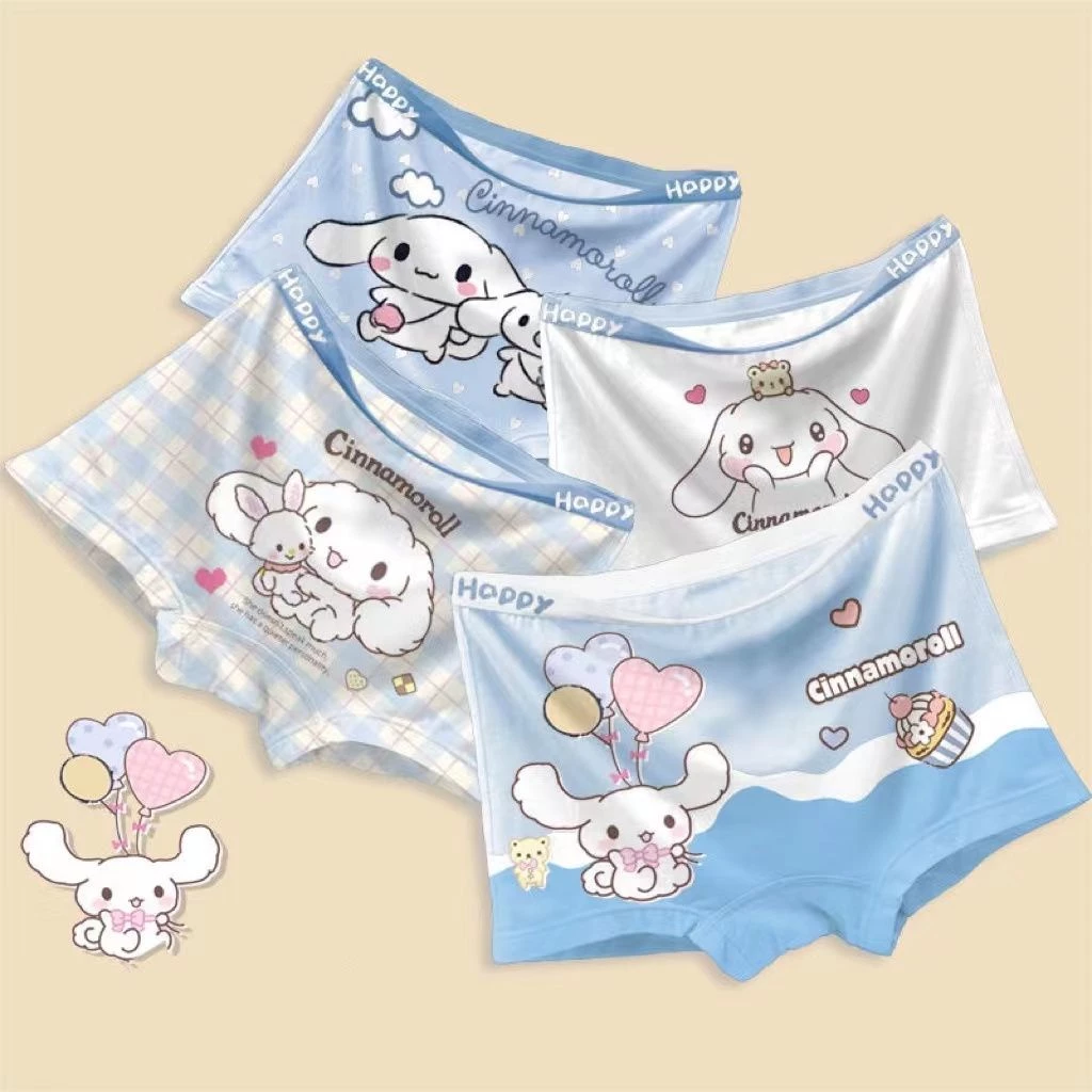 Bộ 4 Quần Lót boxer Vải cotton Thoáng Khí In Hoạt Hình Dễ Thương Cho Bé Gái