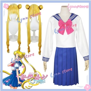 Anime Cosplay SAILOR MOON Usagi Tsukino Crystal đồng phục học sinh trang phục + tóc giả Halloween Trang phục dự tiệc JK