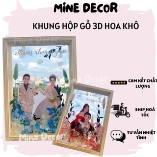 KHUNG GỖ HOA KHÔ HANDMADE ( in ảnh + hoa khô trang trí )