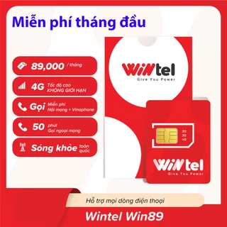 Sim 4G Wintel Win60P Win89 100 Tỷ GB KHÔNG GIỚI HẠN Data, Nghe Gọi Free