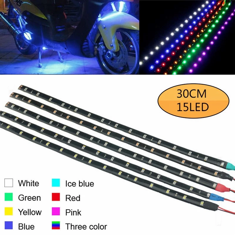 Bộ 15 Dây Đèn led 30cm Chống Thấm Nước Trang Trí Xe Hơi / Xe Máy