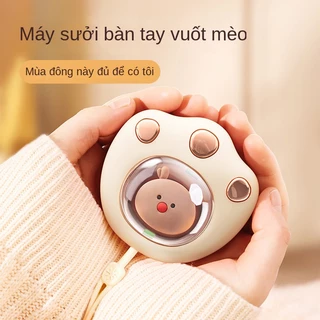 Túi Giữ Ấm Tay mini Hai Mặt Sạc usb Chống Nổ Họa Tiết Chân Mèo Dễ Thương