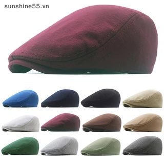 1 Mũ beret cotton Mềm Mại Màu Trơn Phong Cách retro Cho Nam Nữ vn