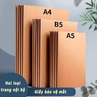 Sổ tay giấy kraft, dày, đơn giản dành cho học sinh, sinh viên, A4/A5/B5, lưới vuông cực dày