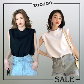 Zoozoo - Áo Tank Top Nữ màu trơn thiết kế dáng rộng phong cách Vintage