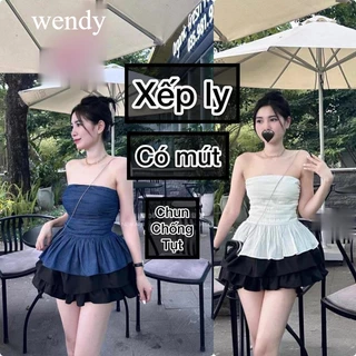 Áo ống cúp ngực, áo quây xếp ly nữ áo ống body có mút sang chảnh wendy