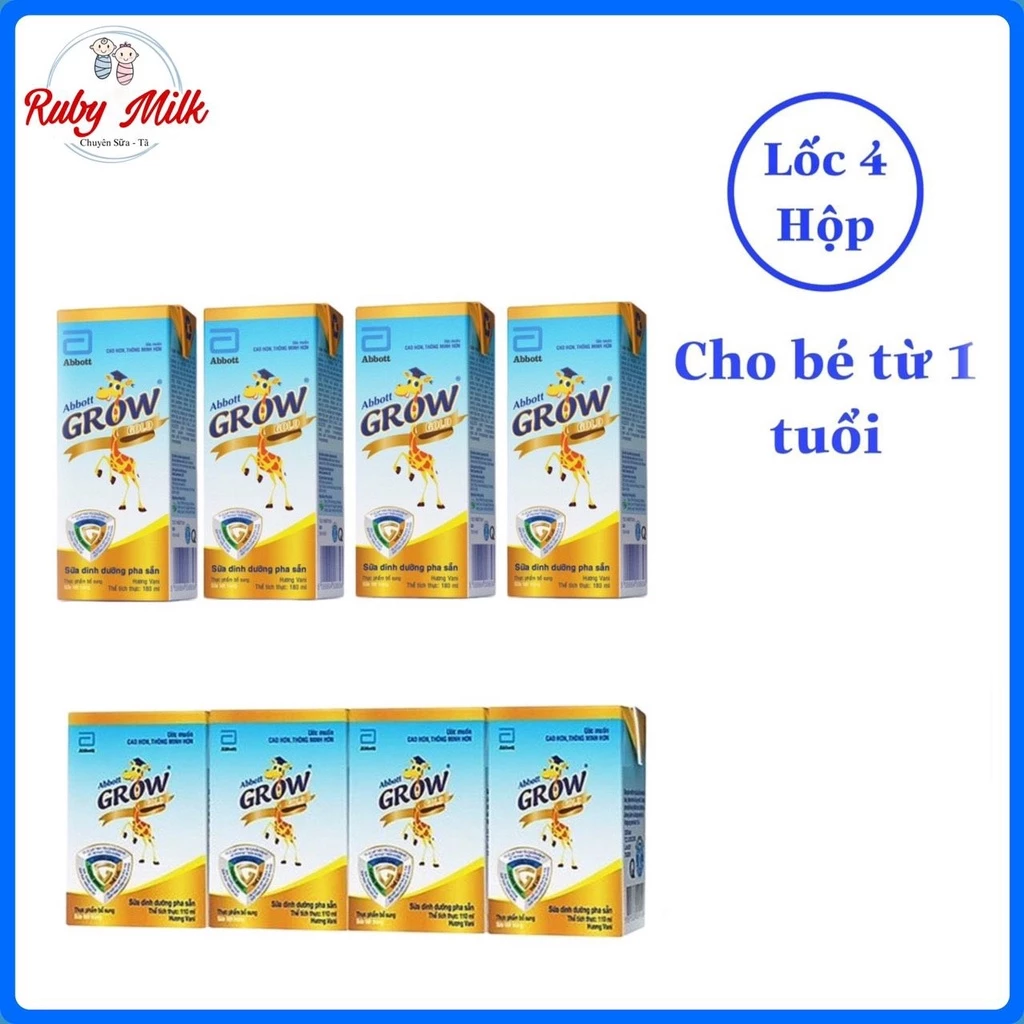 Lốc 4 Hộp Sữa Pha Sẵn Abbott Grow Gold Vani 110ml /180ml