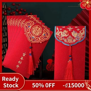 Set 5 / 10 Bao Lì Xì Đỏ Có Tua Rua Cho Năm Mới