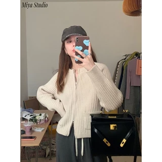 Miya Studio Áo Len áo khoác cardigan Trendy Vintage hàn quốc Casual WMY2300HM4 42Z231016