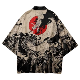 Áo Khoác kimono In Hình Rồng samurai Truyền Thống Nhật Bản Hóa Trang haori Mùa Hè Cho Nam Nữ yukata