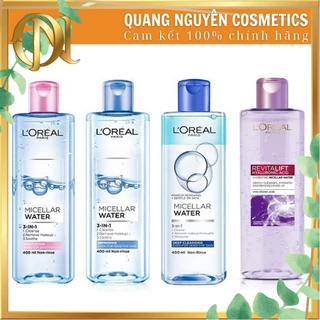 Nước tẩy trang làm sạch sâu 3in1 L’oreal Micellar Water 400ml, Nước tẩy trang cấp ẩm sạch sâu