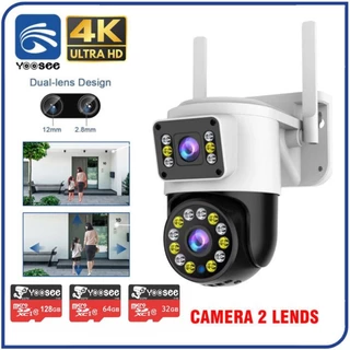 Camera Yoosee Trong Nhà Ngoài Trời 2 Mắt, Xoay 360 Độ, Ban Đêm Có Màu, Chống Nước, Báo Động wifi Q612