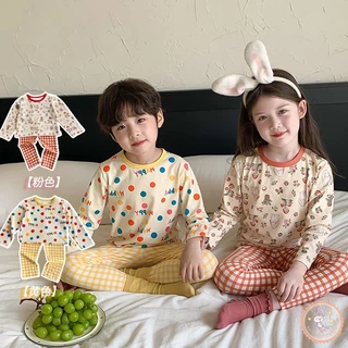Bộ Đồ Ngủ Mặc Nhà 2 Món Vải cotton Giữ Ấm Kiểu Hàn Quốc Dễ Thương Cho Bé