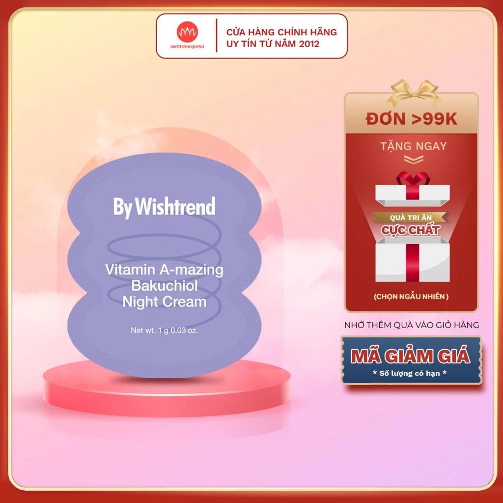 Kem Dưỡng Da Ban Đêm By Wishtrend Vitamin A-MAZING Bakuchiol Night Cream Sample 1g