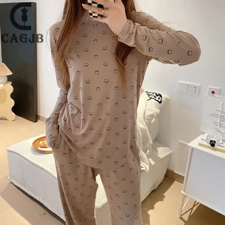 Bộ Đồ Ngủ Pijama Tay Dài In Họa Tiết Cổ Điển Thời Trang Mùa Hè Cho Nữ