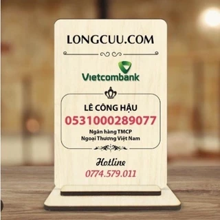 Bảng gỗ decor in thông tin tài khoản ngân hàng, in mã Qr Code, tên shop và in theo yêu cầu(10x16cm)