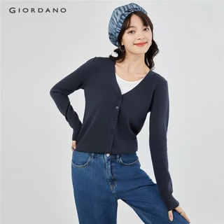 [Hoa Hậu Khánh Vân - Giordano] Áo cardigan GIORDANO 05350649 cổ chữ v chất liệu cotton thời trang cho nữ