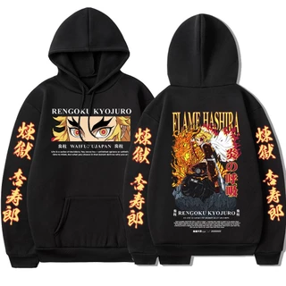 Funny hot sale anime demon slayer hoodie nam nữ rengoku kyojuro áo có mũ trùm đầu thời trang dạo