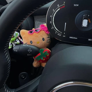 Black Leather Hello Kitty Car Gear Decoration Car Turn Signal Wiper Decoration Car New Car Gift Trang trí xe hơi V41y