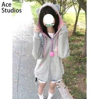 Ace Studios Áo Khoác hoodie áo khoác nữ zip hoodie fashionable Thông thường cổ xưa cozy WWY23A0T5O 43Z231025