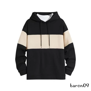 Áo Hoodie Tay Dài Dáng Rộng Màu Sắc Tương Phản Thời Trang Cho Nam