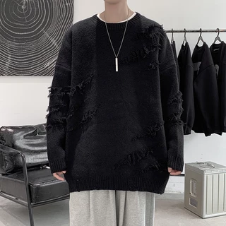 Áo sweater Cổ Tròn Dáng Rộng Phối Hình Giọt Nước Cá Tính