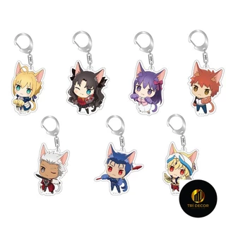 Mặt dây chuyền acrylic Fate Fate Night hai chiều Saber Tohsaka Rin Scathach móc khóa sáng tạo