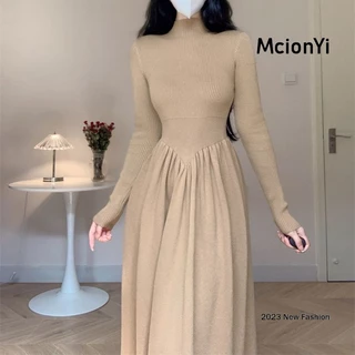 Mcionyi Đầm Dệt Kim Cổ Lọ Ôm Dáng Thời Trang Hàn Quốc 2024 Cho Nữ