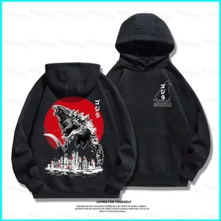 Áo hoodie Tay Dài In Hình godzilla 3 Thời Trang harajuku