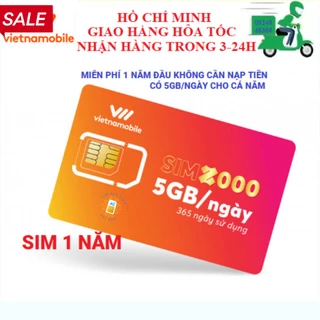 Sim data 4G vào mạng 1 năm, có sẵn 12 tháng không cần nạp tiền 5GB/Ngày chỉ việc sử dụng