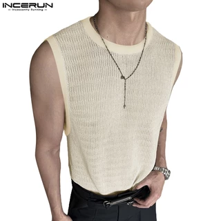 INCERUN Áo Tank Top Sát Nách Trong Suốt Thời Trang Cá Tính Cho Nam