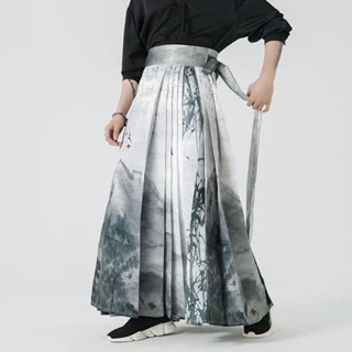 [X-men] Mới Phong Cách Trung Quốc Tranh Mực Ngựa Mặt Váy Nam Bài Hát Làm Cải Tiến Hanfu Đi Lại Váy Phong Cách Trung Hoa