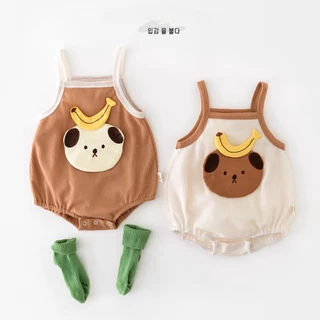 Bộ Áo Liền Quần Bằng cotton In Họa Tiết Gấu 3d Dễ Thương Thoải Mái Thời Trang Mùa Hè Cho Bé Trai Và Gái 0-2 Tuổi