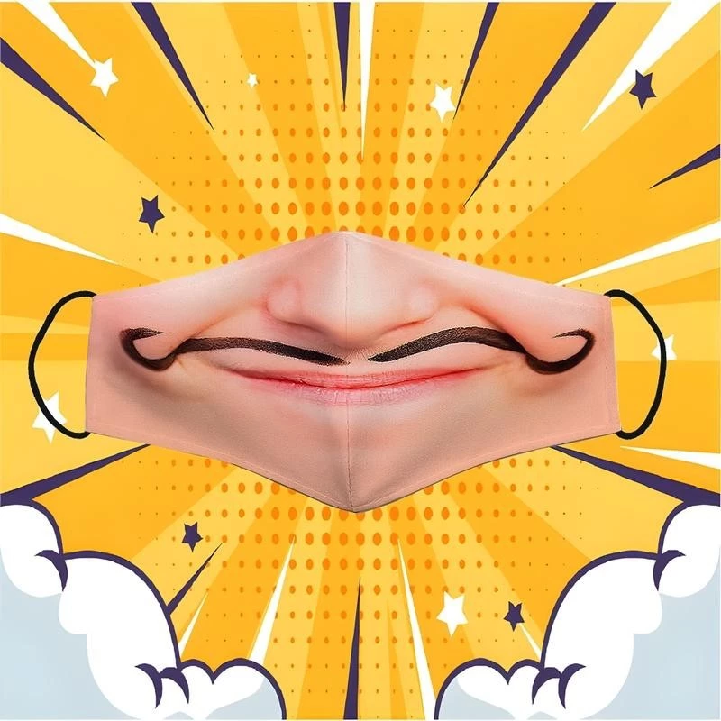 Khẩu Trang Mặt Trẻ Em Có Râu Hài Hước 3D Troll Vui Nhộn Giá Rẻ