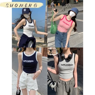 SUOMENG Áo croptop áo thun baby tee nữ âu mỹ chất cạp cao Cổ tay ngắn in họa tiết vintage 2023 NEW JL2505 