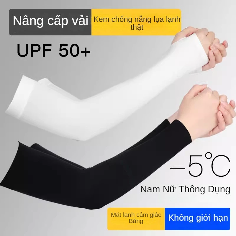 Găng Tay Chống Nắng Bằng Lụa Lạnh Mỏng Bảo Vệ Khuỷu Tay Khi Đạp Xe