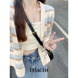 LESACEN Áo Len áo khoác cardigan xu hướng INS Trendy Vintage WMY23C0BMR 50Z231215