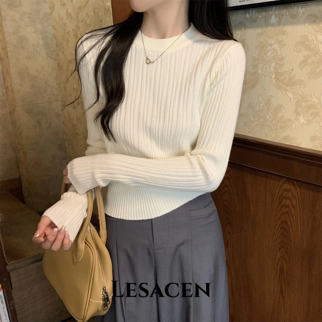 LESACEN Áo Len áo khoác cardigan xu hướng Thể thao Phong cách Cute WMY23C0BM2 50Z231215