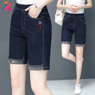 Quần Short Jean Lưng Thun Ống Rộng Phong Cách Hàn Quốc Dành Cho Nữ