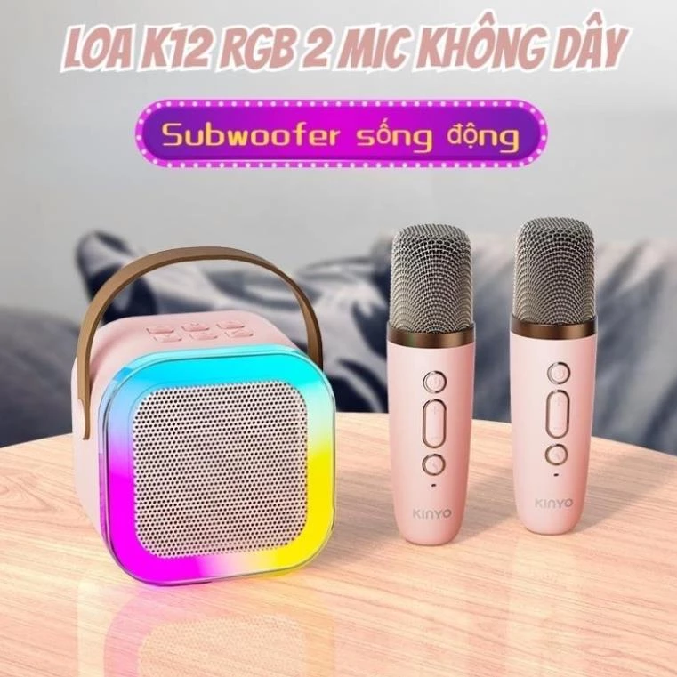 Loa Karaoke Kèm Mic Loa bluetooth K12 Không Dây 2 micro Thiết Kế Nhỏ Gọn Tiện Dụng Loa K12