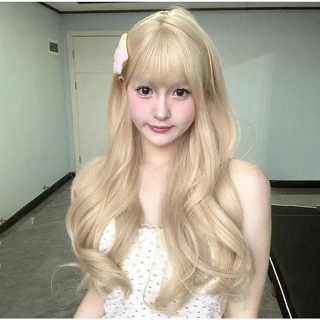 Tóc Giả Xoăn Dài 65cm Màu Be Bằng Sợi Tổng Hợp Chịu Nhiệt Độ Cao Cosplay Lolita Phong Cách Hàn Quốc Cho Nam Và Nữ