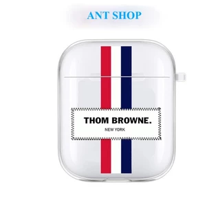 Case Airpod 1/2/3 Airpod Pro Vỏ  Tai Nghe Airpod  Thom Browne kẻ màu Chất Liệu Silicon Dẻo kèm móc cài