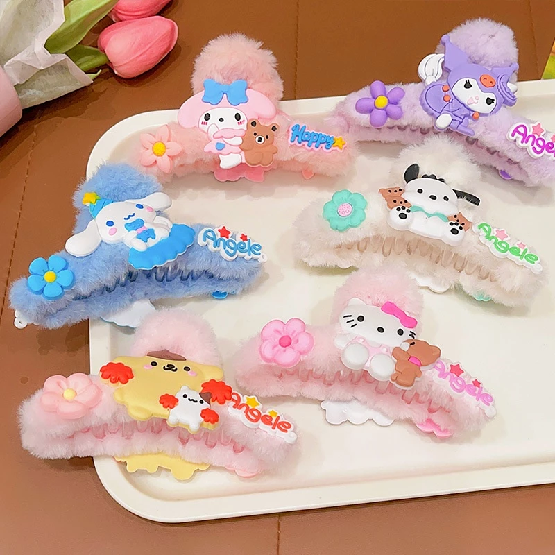 Sanrio Kẹp Tóc Hình Cá Mập / Thỏ Nhồi Bông Hoạt Hình kuromi my melody / Cá Mập Dễ Thương Thời Trang Thu Đông