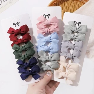 Set 6 Kẹp Tóc Nơ Màu Sắc Ngọt Ngào Cho Bé Gái