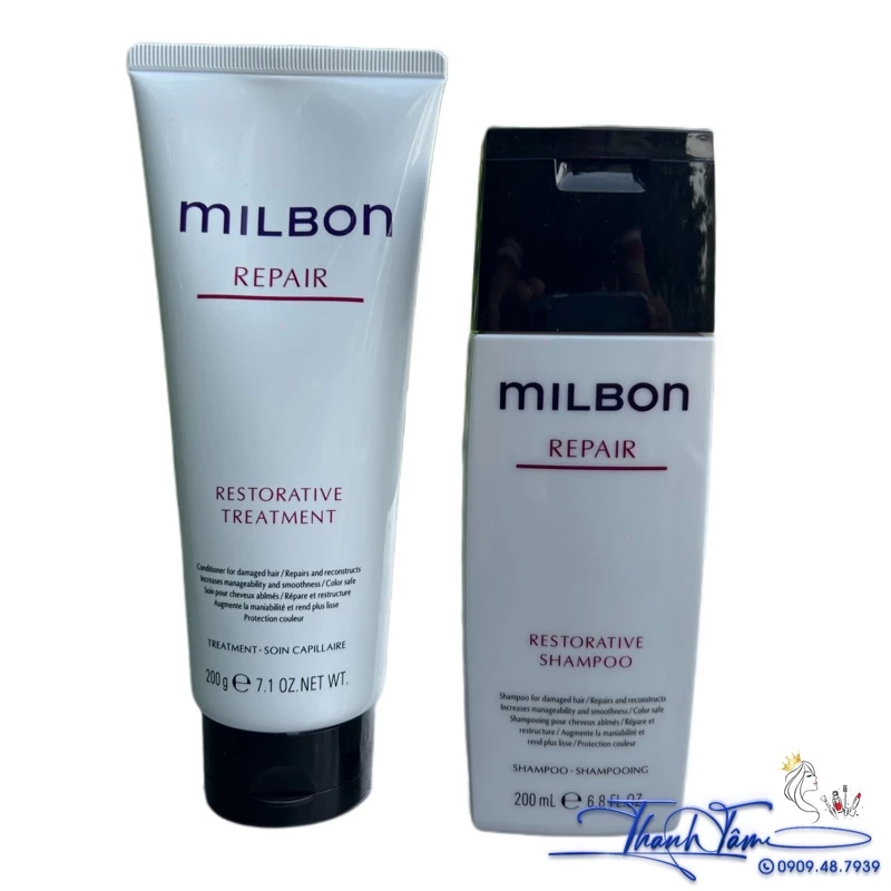 Dầu gội xả phục hồi tóc yếu và hư tổn Milbon Repair Restorative 200mlx2 ( New 2023 )