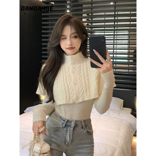 DANDANGE Áo Len áo khoác cardigan Cute Casual Popular Minimalist WMY23A10S4 2Z240112